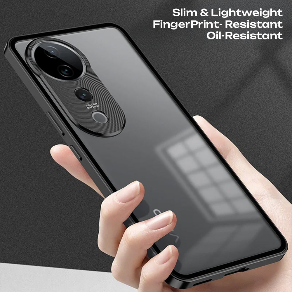 Vivo V40 5G Aluminium Metal Bumper Shield Transparent Back Case