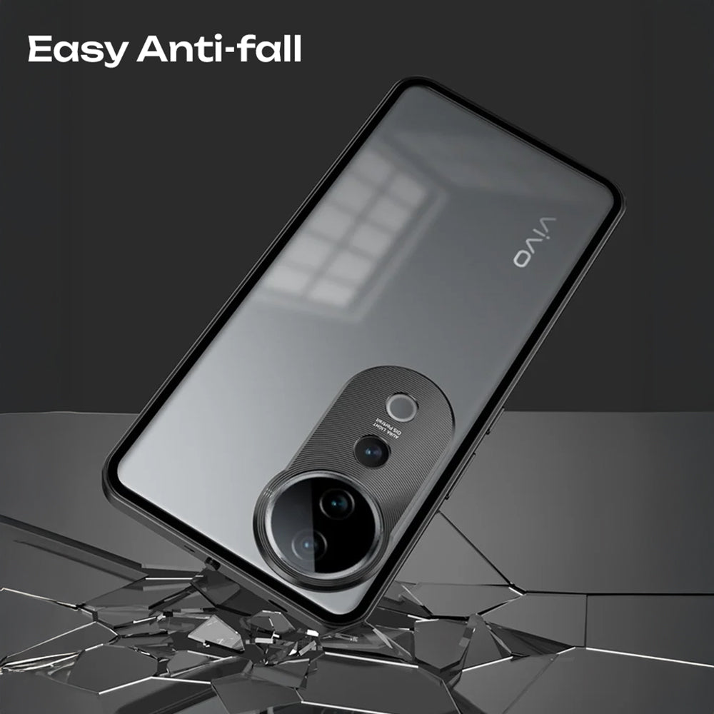 Vivo V40 5G Aluminium Metal Bumper Shield Transparent Back Case