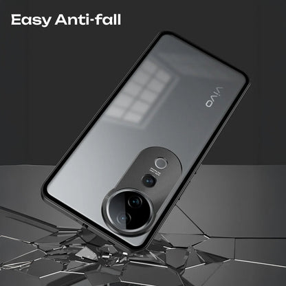 Vivo V40 5G Aluminium Metal Bumper Shield Transparent Back Case