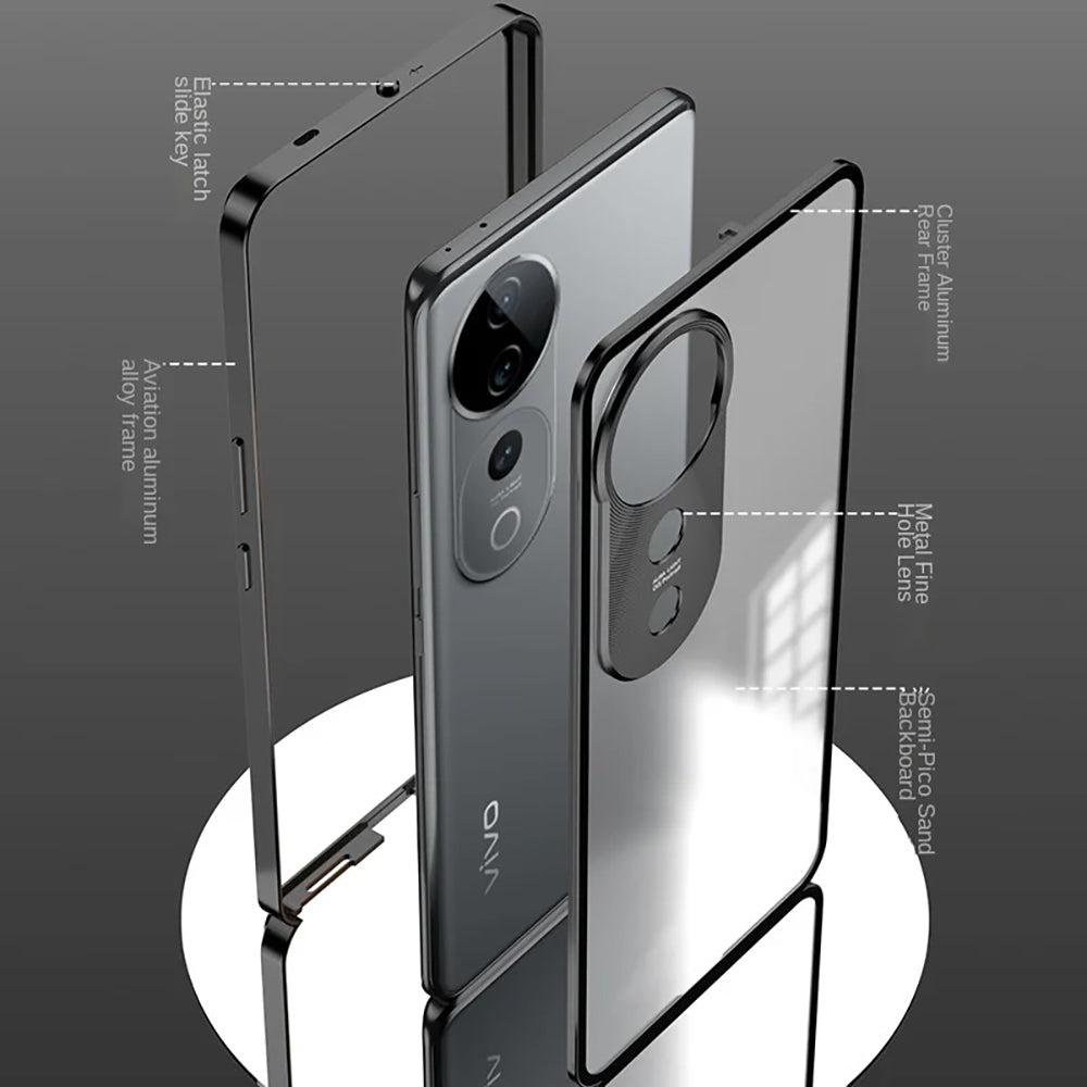 Vivo V40 5G Aluminium Metal Bumper Shield Transparent Back Case