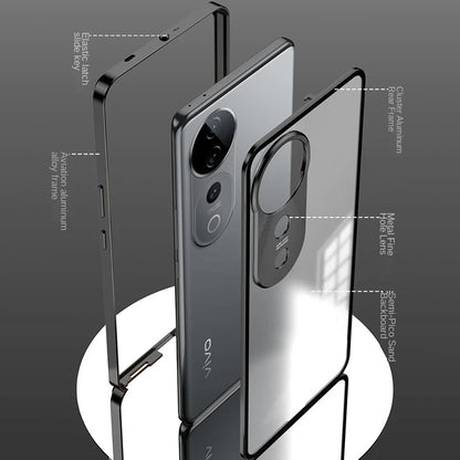 Vivo V40 5G Aluminium Metal Bumper Shield Transparent Back Case