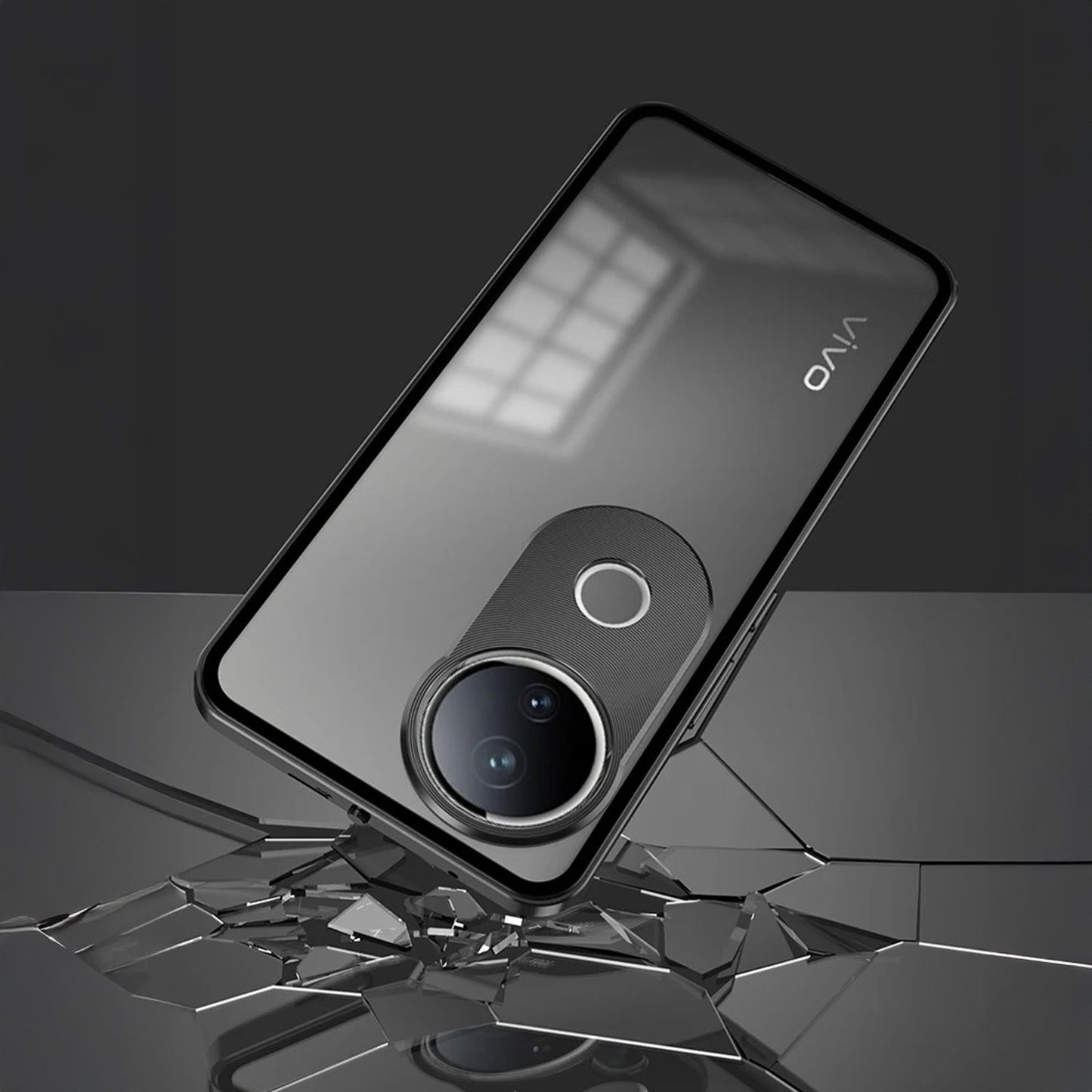 Vivo V50e 5G Aluminium Metal Bumper Shield Transparent Back Case